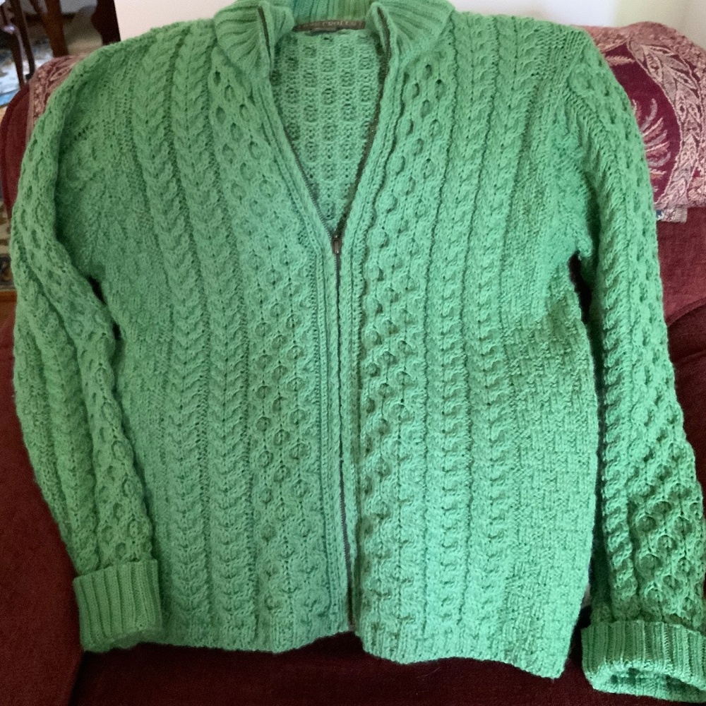 Women’s Inis Crafts Green Cardigan Sweater - Size L - Made in Ireland